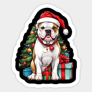 Christmas American Bulldog Santa Hat Xmas Family Sweater Sticker